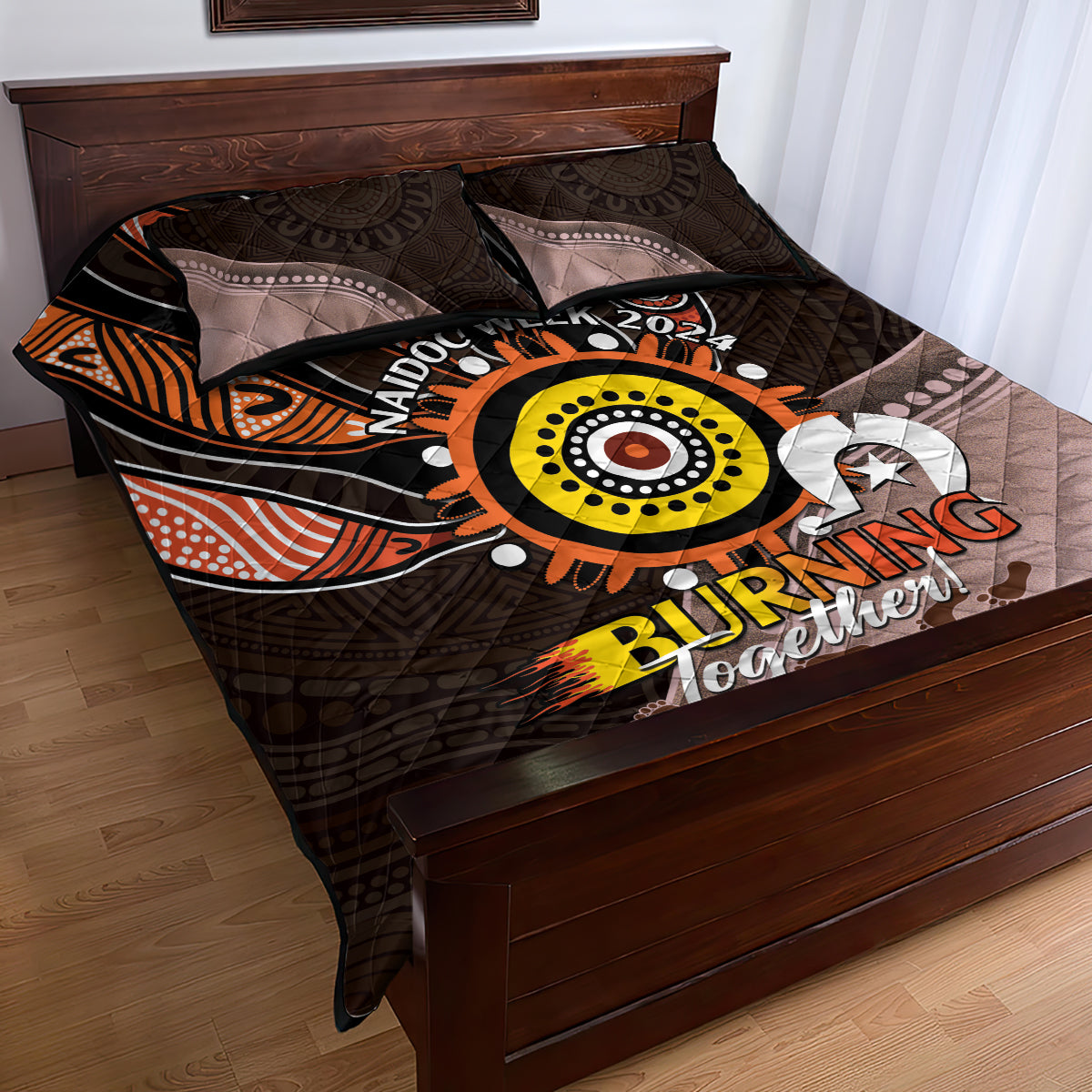 Fire Burning Together NAIDOC 2024 Quilt Bed Set Indigenous Art