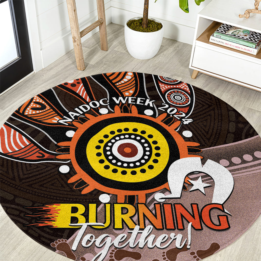 Fire Burning Together NAIDOC 2024 Round Carpet Indigenous Art
