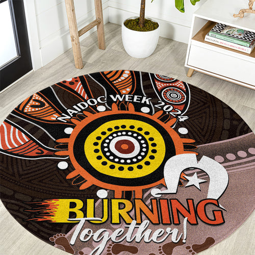 Fire Burning Together NAIDOC 2024 Round Carpet Indigenous Art