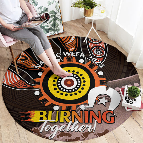 Fire Burning Together NAIDOC 2024 Round Carpet Indigenous Art