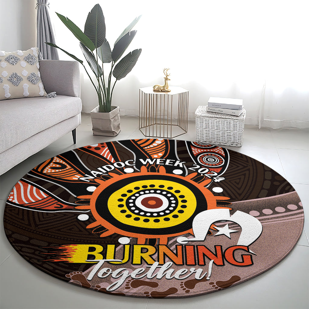 Fire Burning Together NAIDOC 2024 Round Carpet Indigenous Art