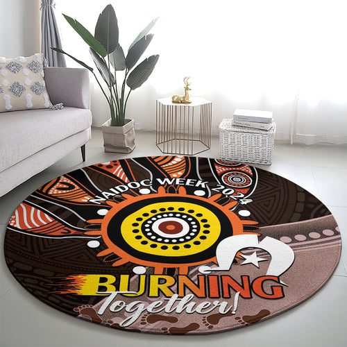Fire Burning Together NAIDOC 2024 Round Carpet Indigenous Art