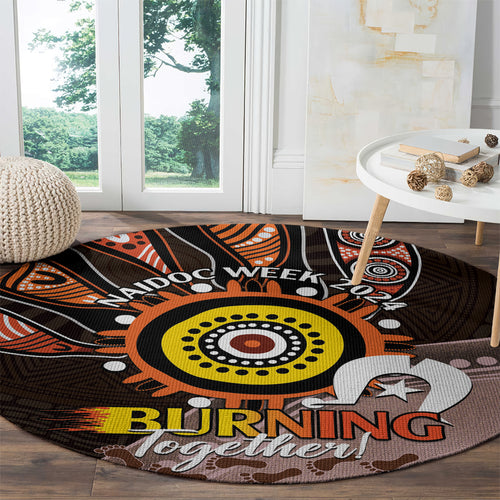 Fire Burning Together NAIDOC 2024 Round Carpet Indigenous Art