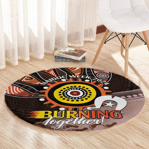 Fire Burning Together NAIDOC 2024 Round Carpet Indigenous Art