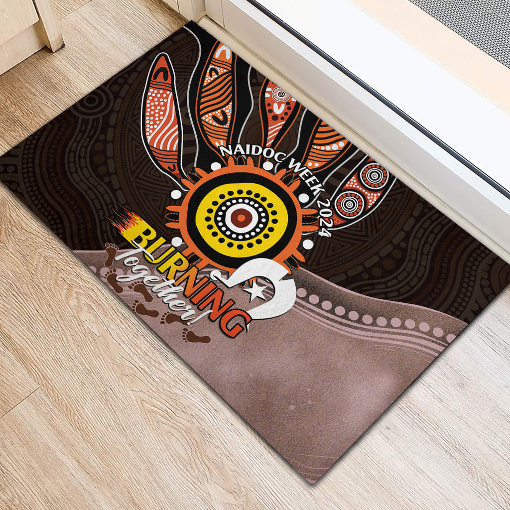 Fire Burning Together NAIDOC 2024 Rubber Doormat Indigenous Art
