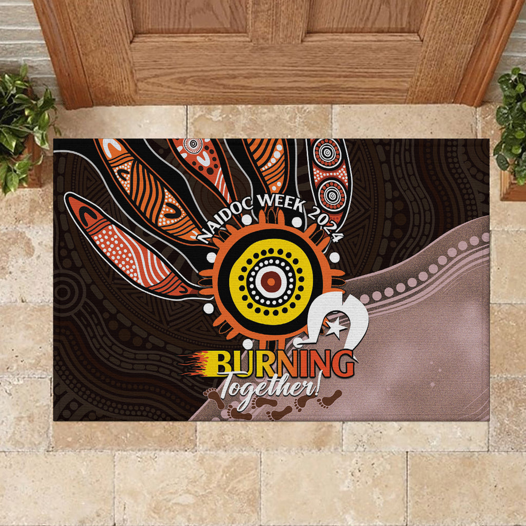Fire Burning Together NAIDOC 2024 Rubber Doormat Indigenous Art