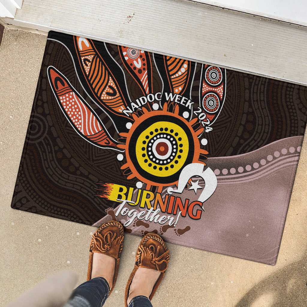 Fire Burning Together NAIDOC 2024 Rubber Doormat Indigenous Art
