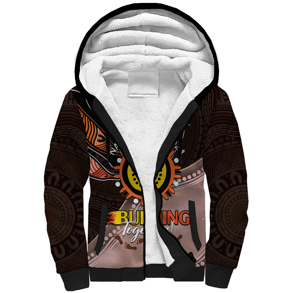 Fire Burning Together NAIDOC 2024 Sherpa Hoodie Indigenous Art