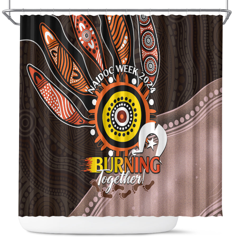 Fire Burning Together NAIDOC 2024 Shower Curtain Indigenous Art