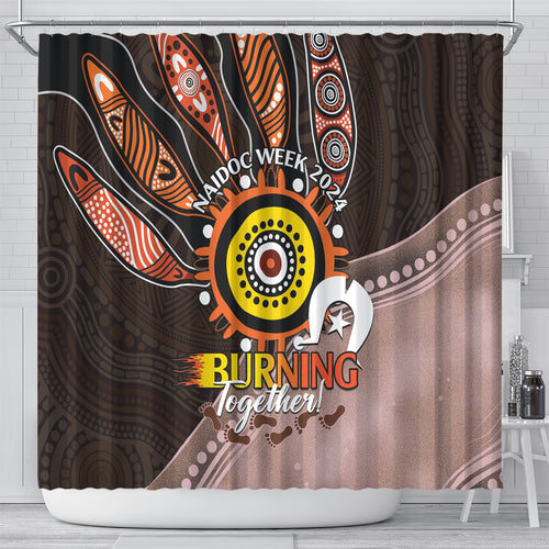 Fire Burning Together NAIDOC 2024 Shower Curtain Indigenous Art