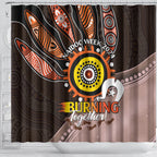 Fire Burning Together NAIDOC 2024 Shower Curtain Indigenous Art
