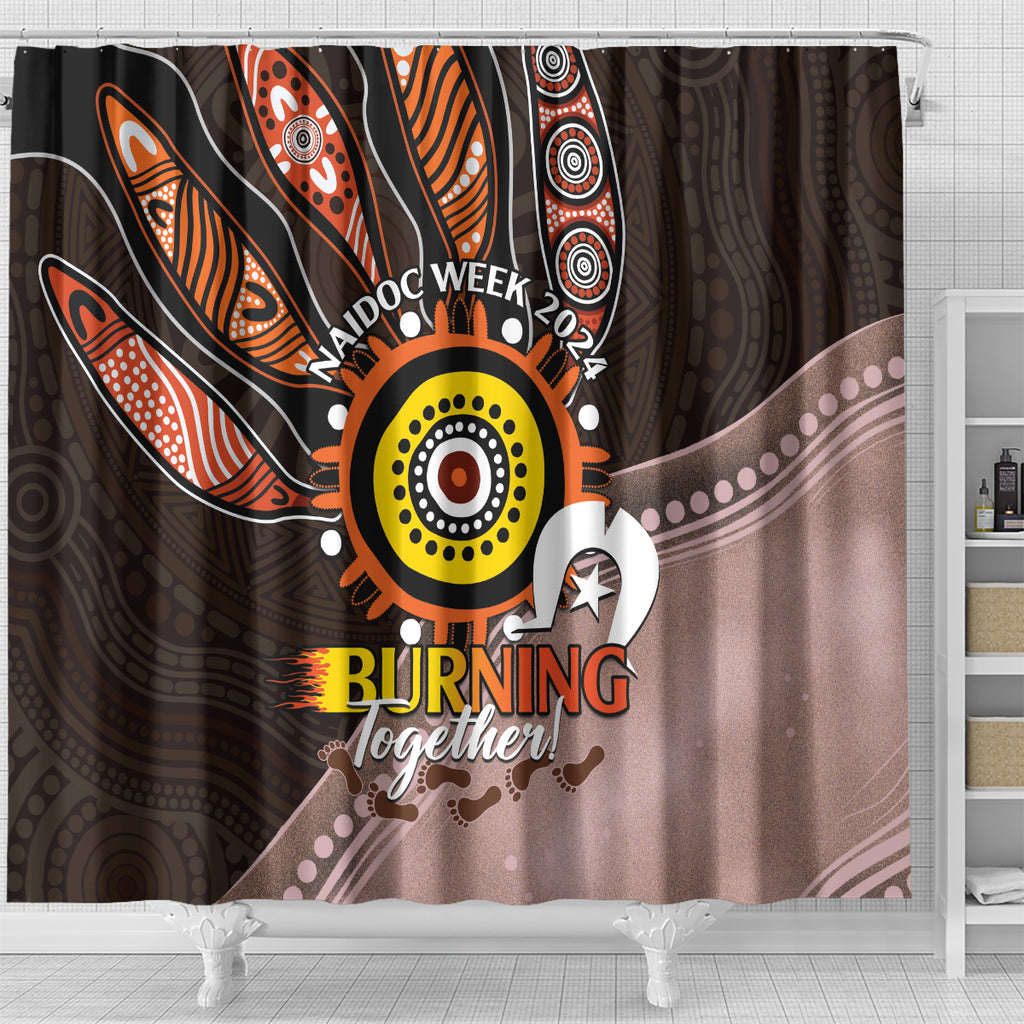 Fire Burning Together NAIDOC 2024 Shower Curtain Indigenous Art