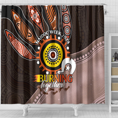 Fire Burning Together NAIDOC 2024 Shower Curtain Indigenous Art