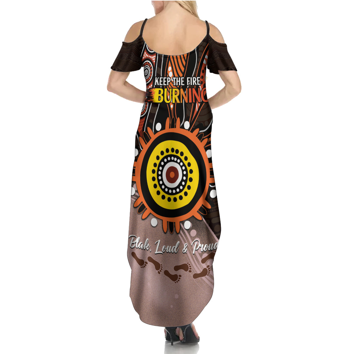 Fire Burning Together NAIDOC 2024 Summer Maxi Dress Indigenous Art