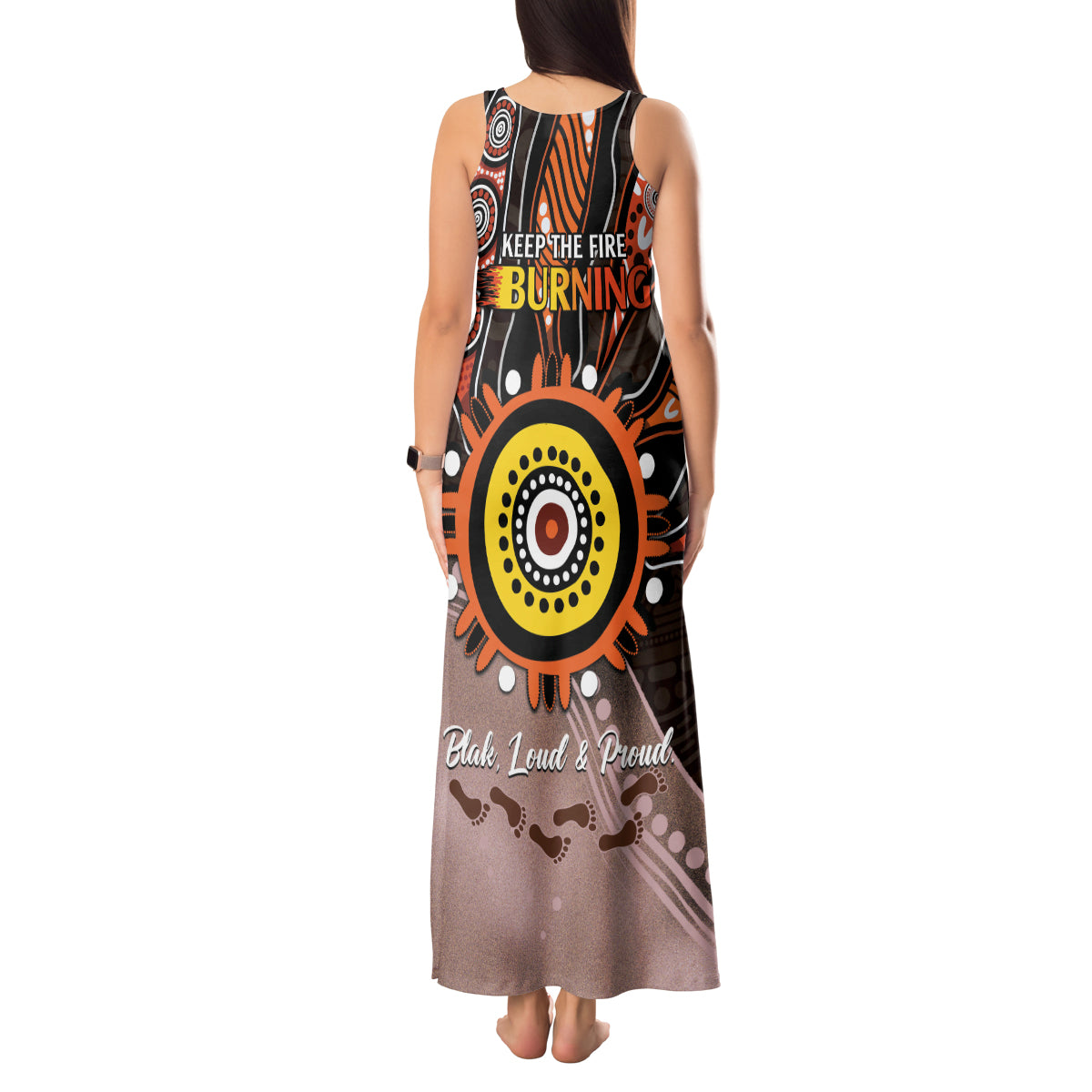 Fire Burning Together NAIDOC 2024 Tank Maxi Dress Indigenous Art