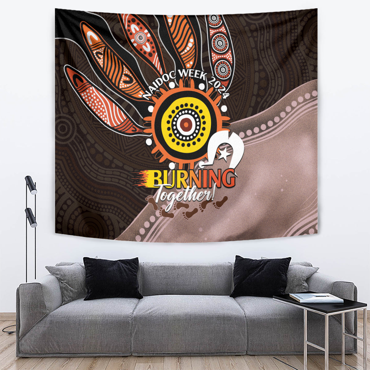 Fire Burning Together NAIDOC 2024 Tapestry Indigenous Art