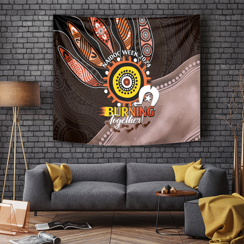 Fire Burning Together NAIDOC 2024 Tapestry Indigenous Art