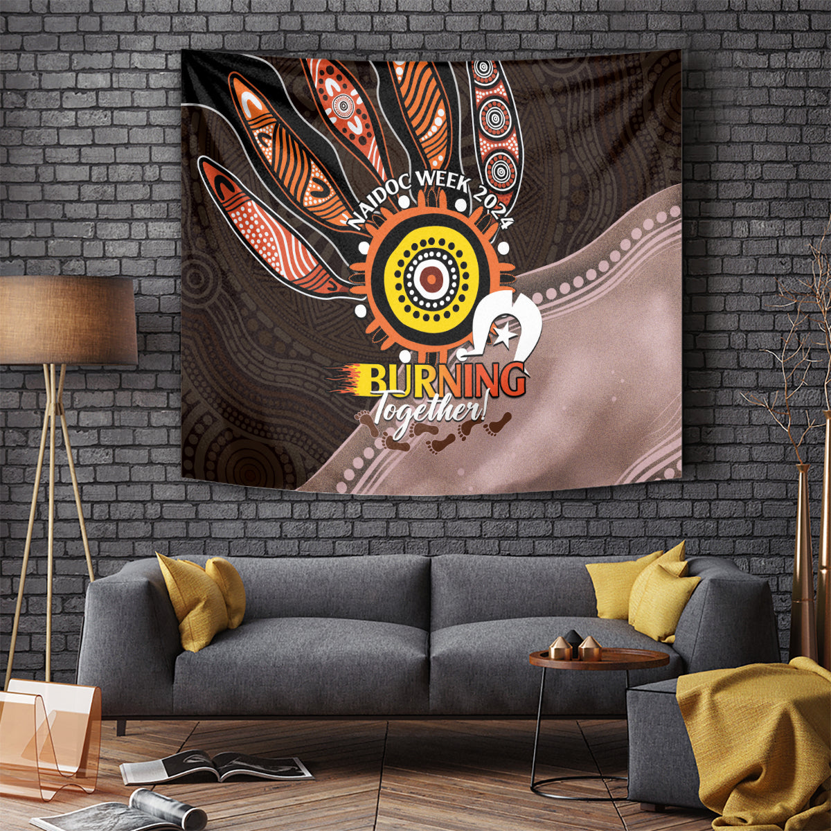 Fire Burning Together NAIDOC 2024 Tapestry Indigenous Art