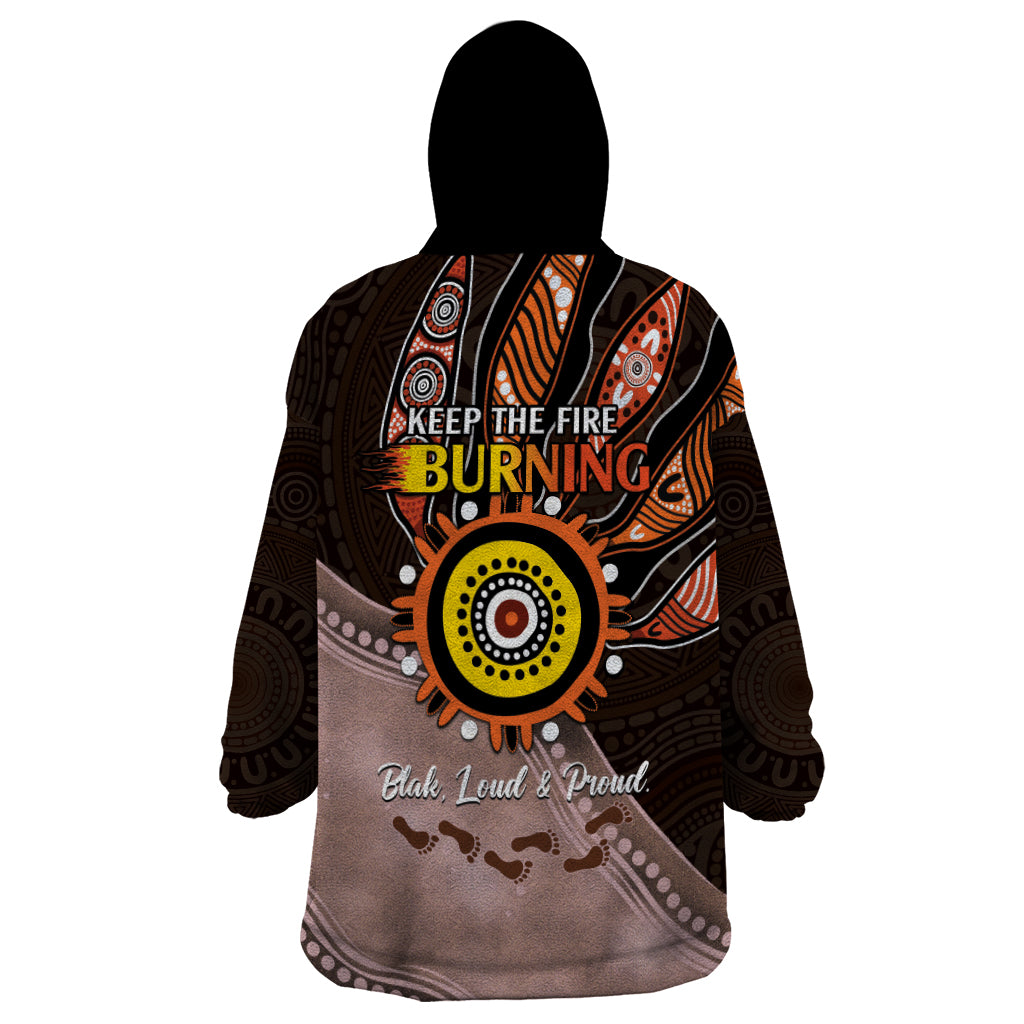 Fire Burning Together NAIDOC 2024 Wearable Blanket Hoodie Indigenous Art