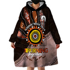 Fire Burning Together NAIDOC 2024 Wearable Blanket Hoodie Indigenous Art