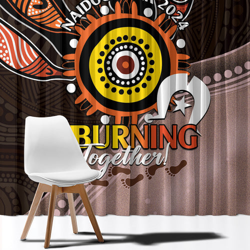 Fire Burning Together NAIDOC 2024 Window Curtain Indigenous Art