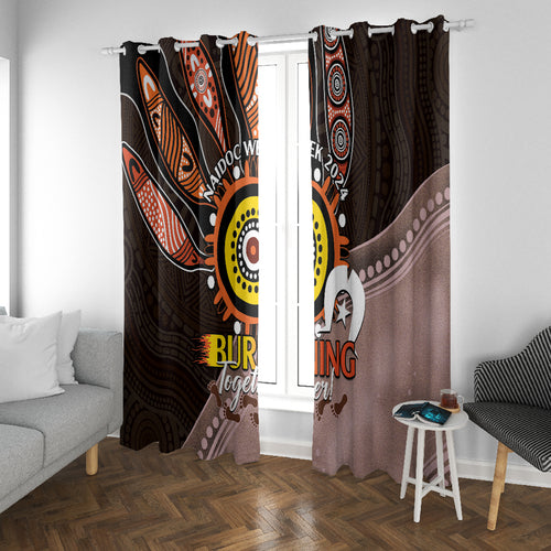 Fire Burning Together NAIDOC 2024 Window Curtain Indigenous Art