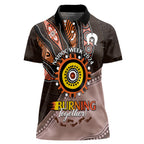 Fire Burning Together NAIDOC 2024 Women Polo Shirt Indigenous Art