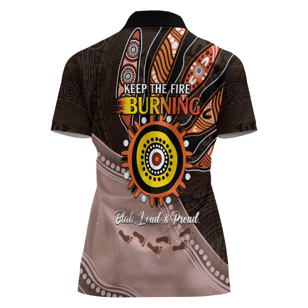 Fire Burning Together NAIDOC 2024 Women Polo Shirt Indigenous Art
