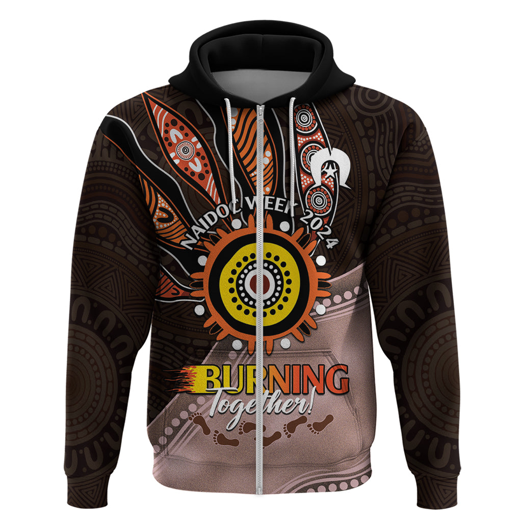 Fire Burning Together NAIDOC 2024 Zip Hoodie Indigenous Art