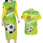 Custom Australia Soccer 2026 Couples Matching Long Sleeve Bodycon Dress and Hawaiian Shirt Come On Matildas
