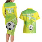 Custom Australia Soccer 2026 Couples Matching Long Sleeve Bodycon Dress and Hawaiian Shirt Come On Matildas
