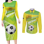 Custom Australia Soccer 2026 Couples Matching Long Sleeve Bodycon Dress and Long Sleeve Button Shirt Come On Matildas