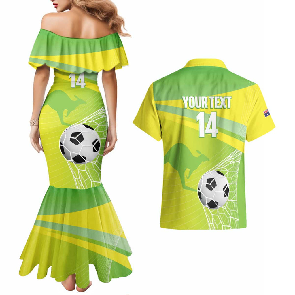 Custom Australia Soccer 2026 Couples Matching Mermaid Dress and Hawaiian Shirt Come On Matildas