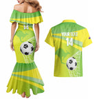 Custom Australia Soccer 2026 Couples Matching Mermaid Dress and Hawaiian Shirt Come On Matildas