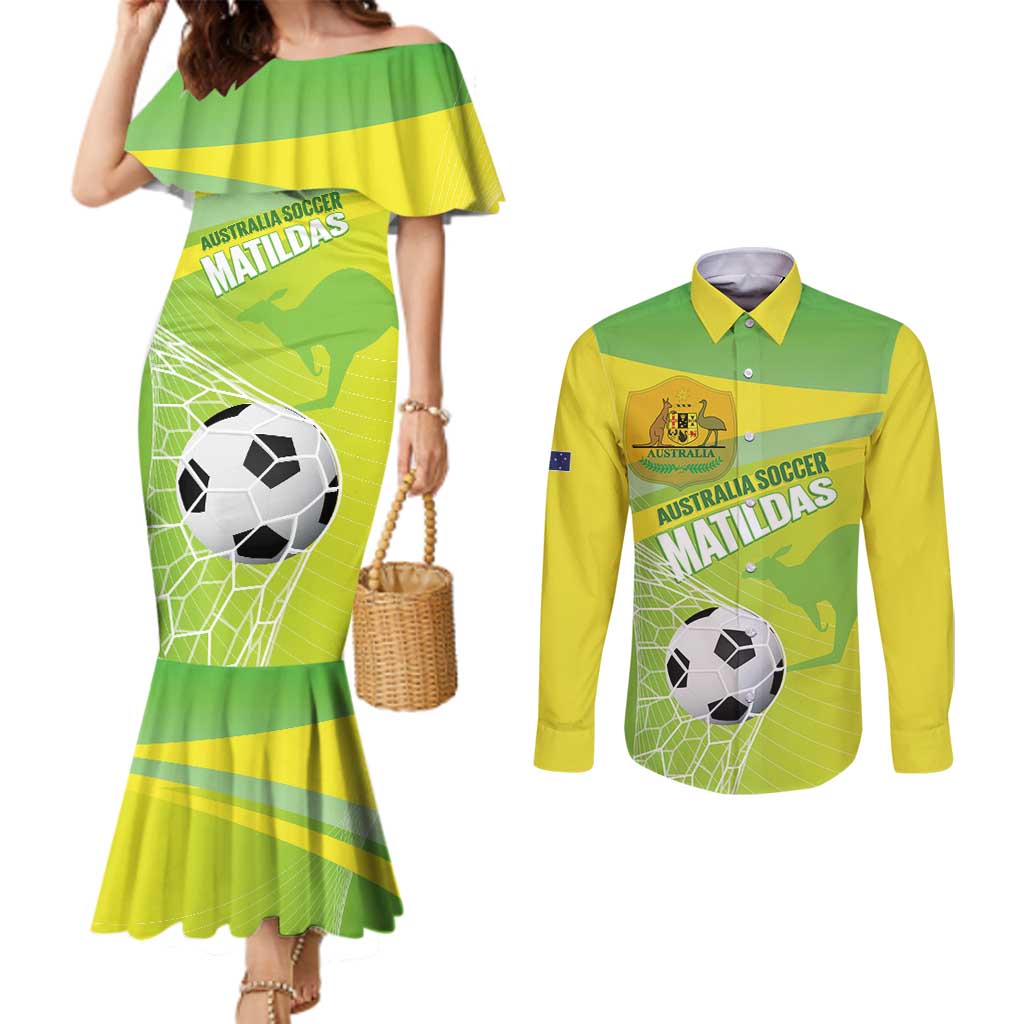 Custom Australia Soccer 2026 Couples Matching Mermaid Dress and Long Sleeve Button Shirt Come On Matildas