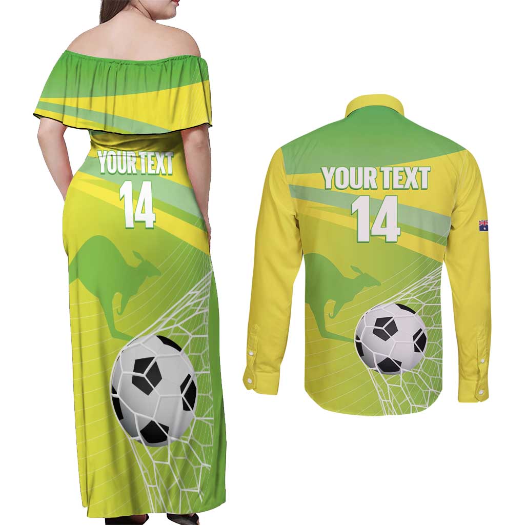 Custom Australia Soccer 2026 Couples Matching Off Shoulder Maxi Dress and Long Sleeve Button Shirt Come On Matildas
