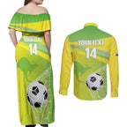 Custom Australia Soccer 2026 Couples Matching Off Shoulder Maxi Dress and Long Sleeve Button Shirt Come On Matildas