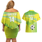 Custom Australia Soccer 2026 Couples Matching Off Shoulder Short Dress and Hawaiian Shirt Come On Matildas