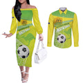 Custom Australia Soccer 2026 Couples Matching Off The Shoulder Long Sleeve Dress and Long Sleeve Button Shirt Come On Matildas