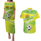 Custom Australia Soccer 2026 Couples Matching Puletasi and Hawaiian Shirt Come On Matildas