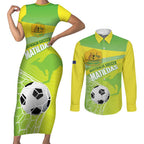 Custom Australia Soccer 2026 Couples Matching Short Sleeve Bodycon Dress and Long Sleeve Button Shirt Come On Matildas