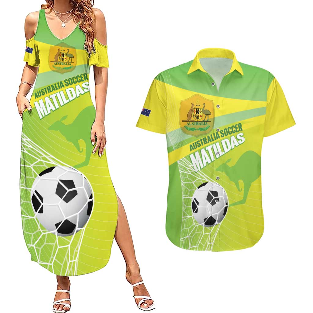 Custom Australia Soccer 2026 Couples Matching Summer Maxi Dress and Hawaiian Shirt Come On Matildas