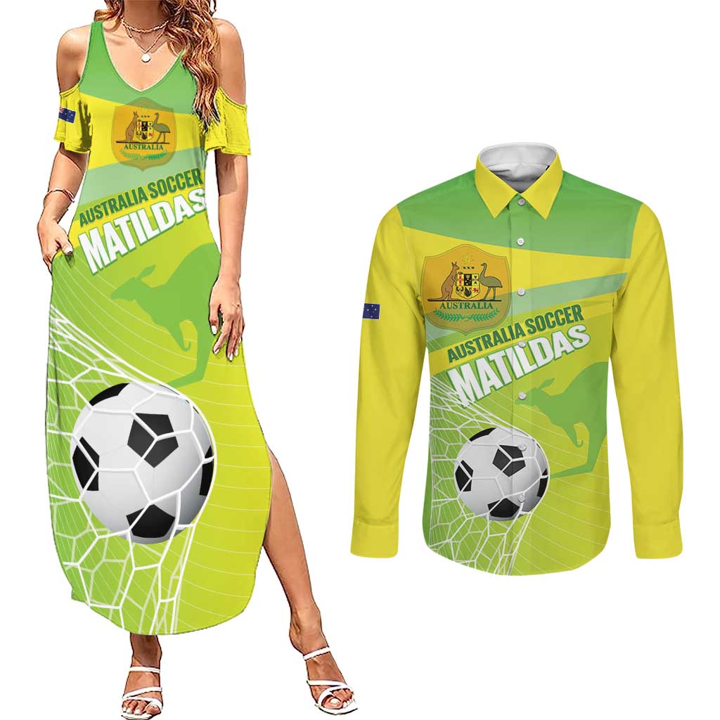 Custom Australia Soccer 2026 Couples Matching Summer Maxi Dress and Long Sleeve Button Shirt Come On Matildas