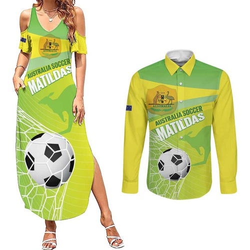 Custom Australia Soccer 2026 Couples Matching Summer Maxi Dress and Long Sleeve Button Shirt Come On Matildas