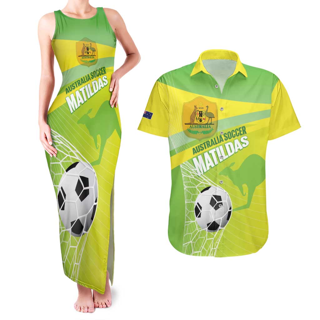 Custom Australia Soccer 2026 Couples Matching Tank Maxi Dress and Hawaiian Shirt Come On Matildas