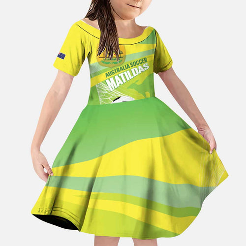 Custom Australia Soccer 2026 Family Matching Long Sleeve Bodycon Dress and Hawaiian Shirt Come On Matildas