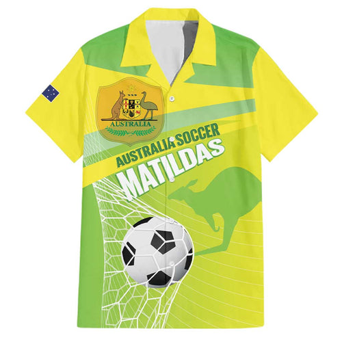 Custom Australia Soccer 2026 Family Matching Long Sleeve Bodycon Dress and Hawaiian Shirt Come On Matildas