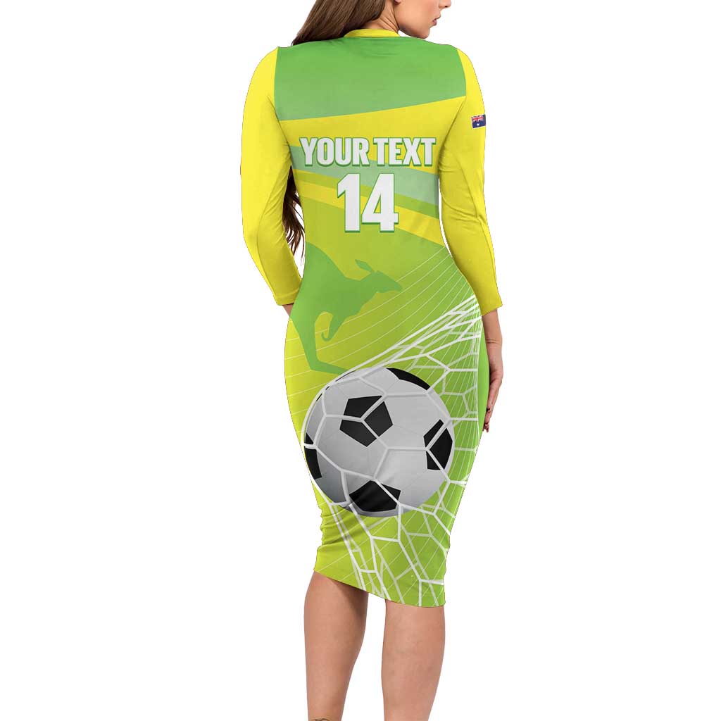 Custom Australia Soccer 2026 Family Matching Long Sleeve Bodycon Dress and Hawaiian Shirt Come On Matildas