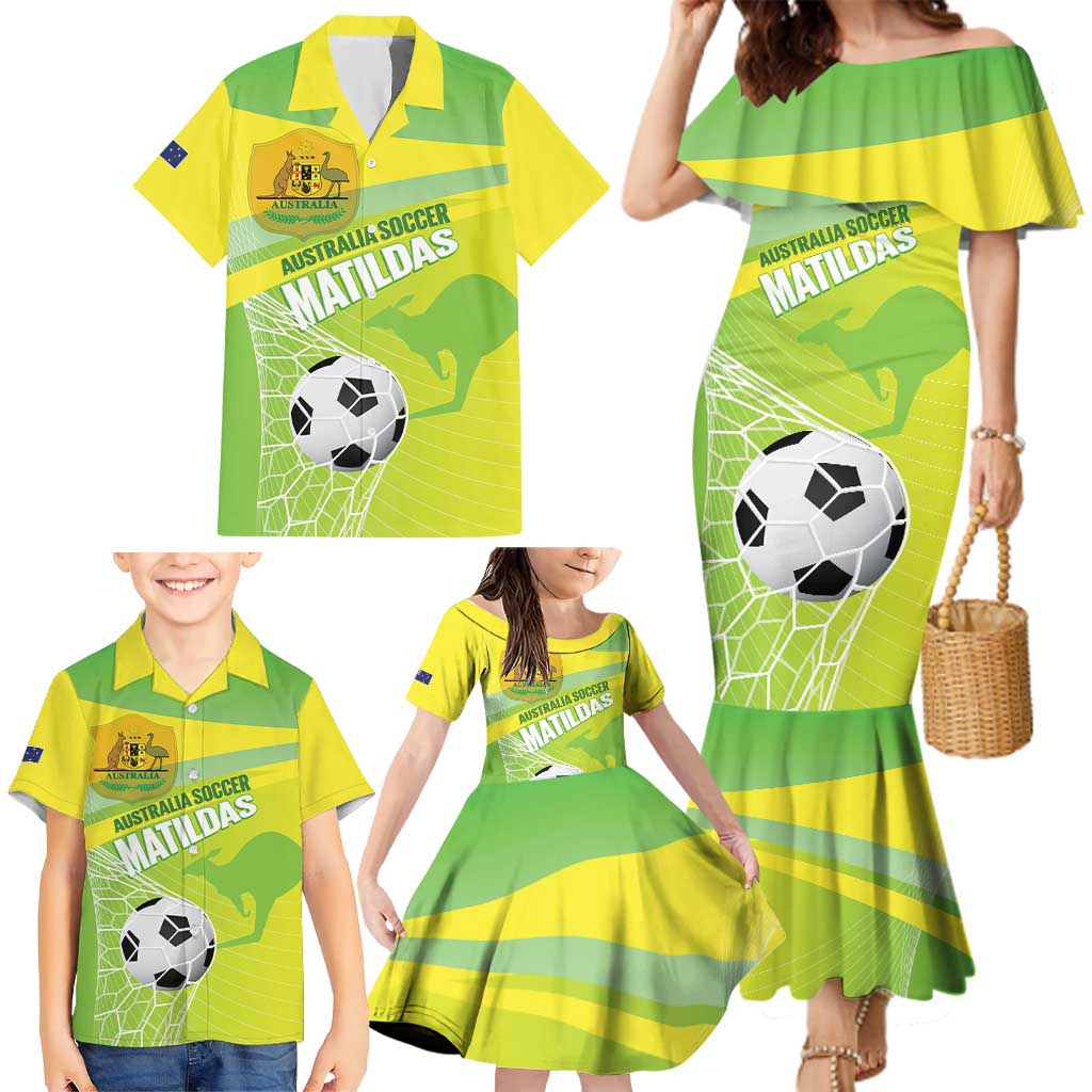 Custom Australia Soccer 2026 Family Matching Mermaid Dress and Hawaiian Shirt Come On Matildas