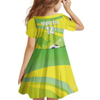 Custom Australia Soccer 2026 Family Matching Off The Shoulder Long Sleeve Dress and Hawaiian Shirt Come On Matildas